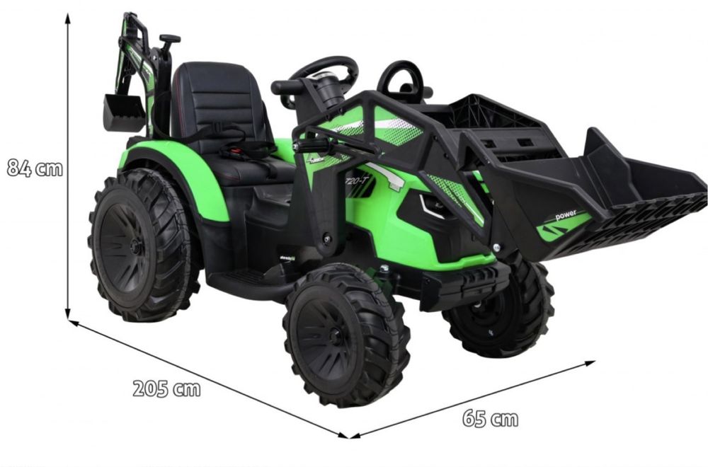 NAJWIĘKSZY Traktor Spycharko Ładowarka z przyczepą 24V 2 silniki 200W