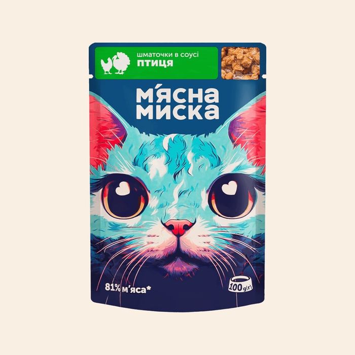 Вологий корм пауч М‘ясна Миска 100г для котів та собак
