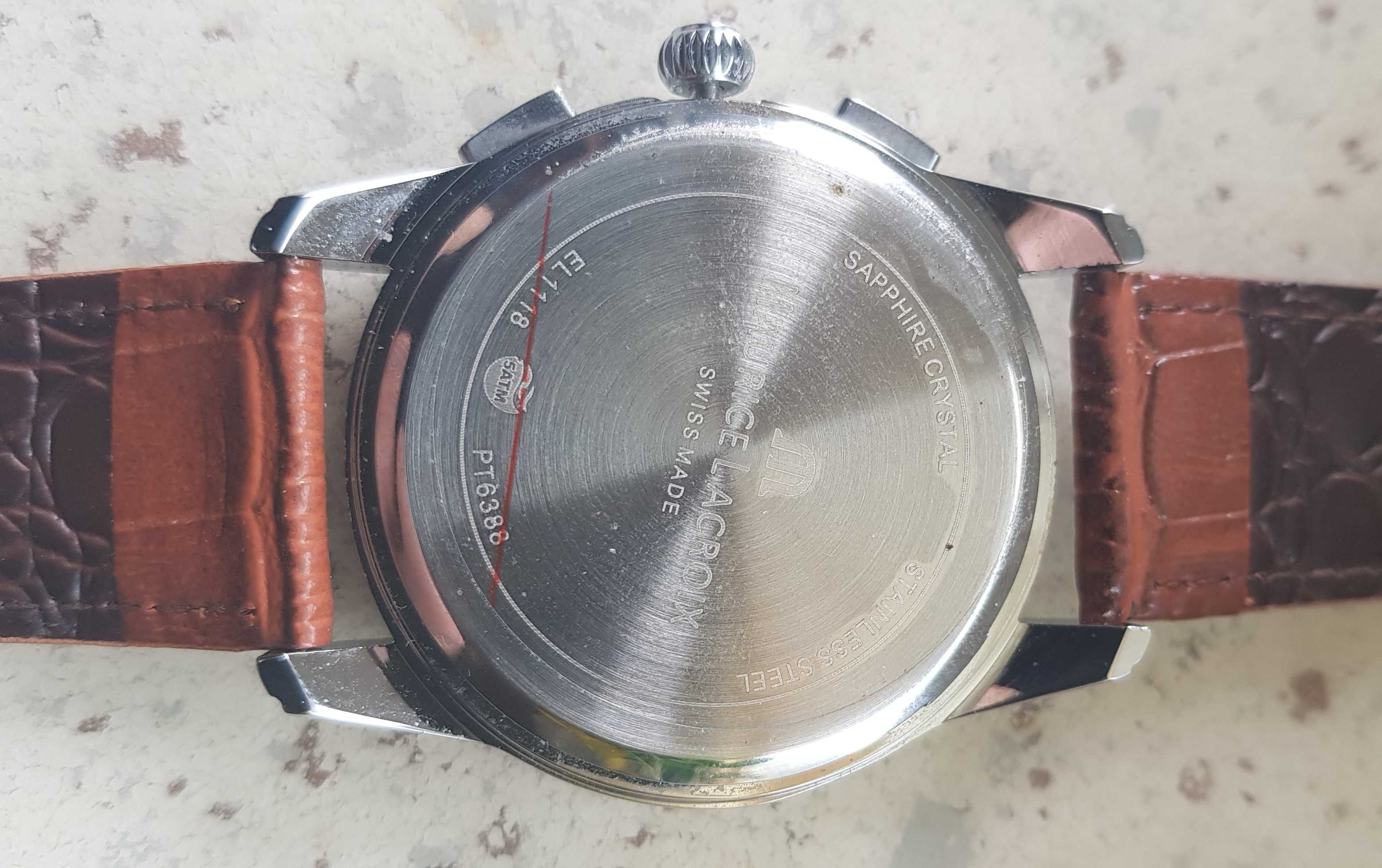 Zegarek męski MAURICE LACROIX skórzany pasek Ben Tao chronograf kwarc