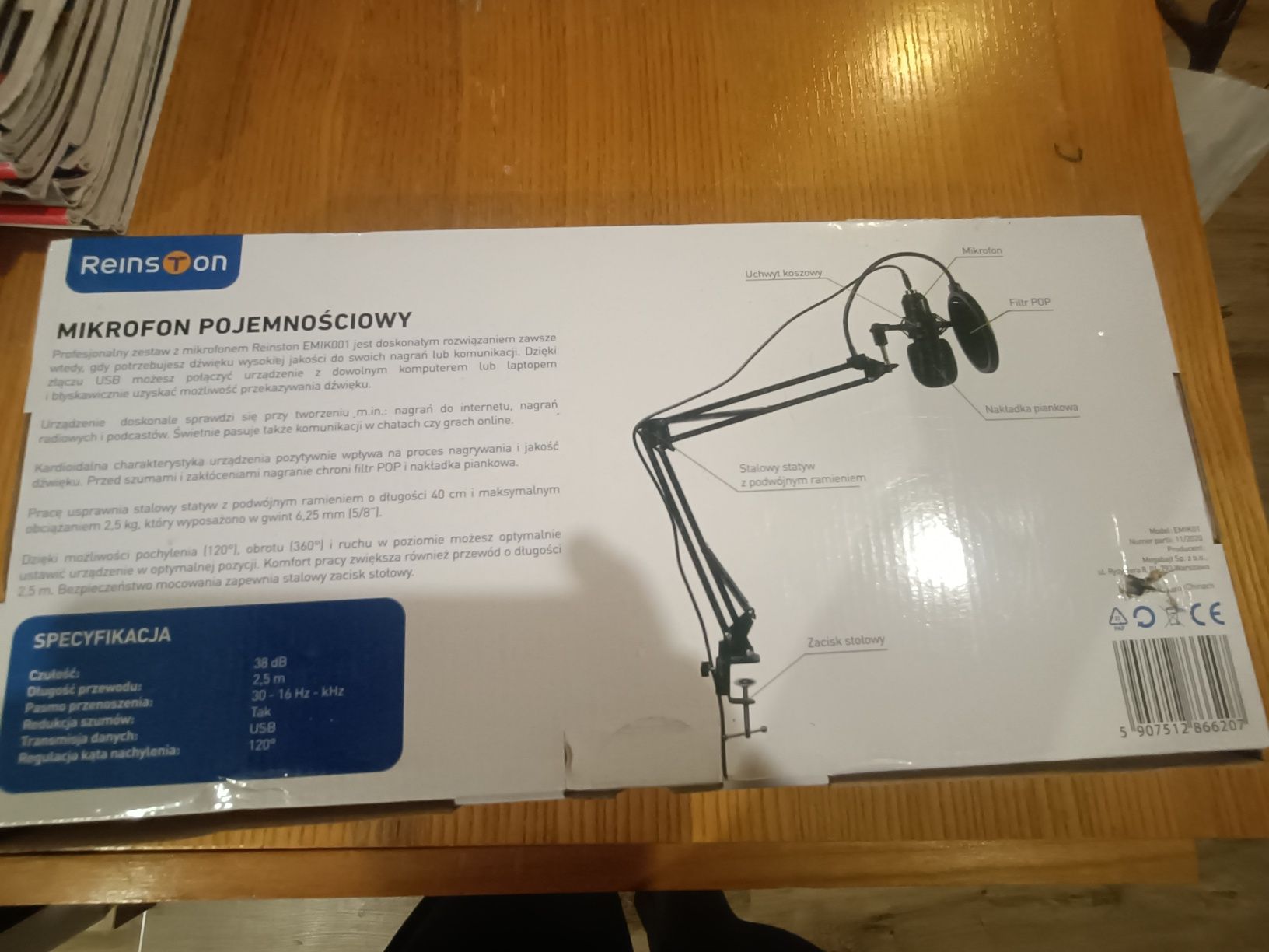 Mikrofon Reinston EMIK01 Przewodowy Pojemnościowy Czarny