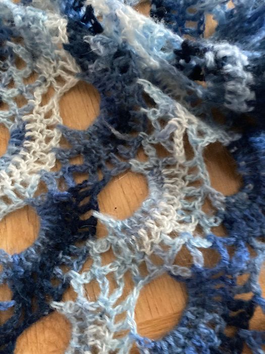 Chusta ręcznie robiona handmade błękity niebieska ombre duża