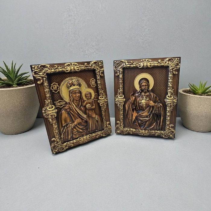 Парні ікони серце Ісуса і Діва Марі з Ісусом ікони з деревая .