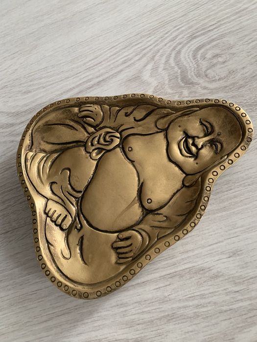 Złota ceramiczna tacka talerzyk -Budda