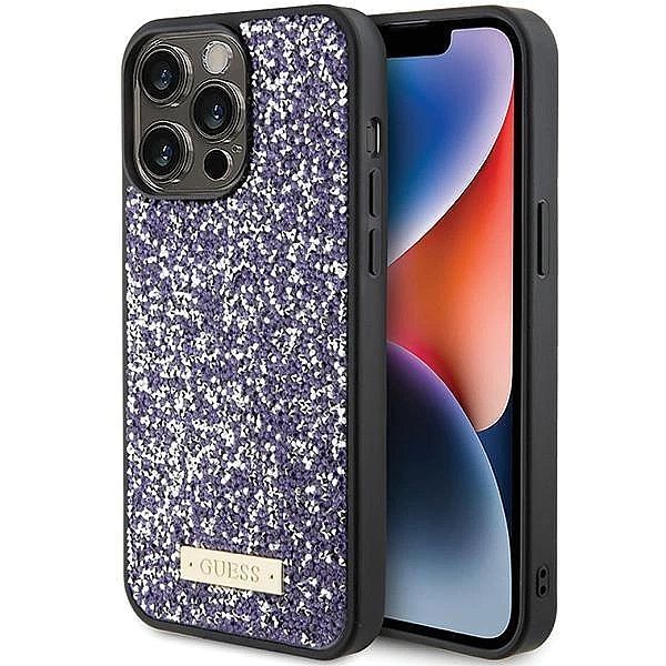 Etui Guess Rhinestone Metal Logo na iPhone 15 Pro - różowe