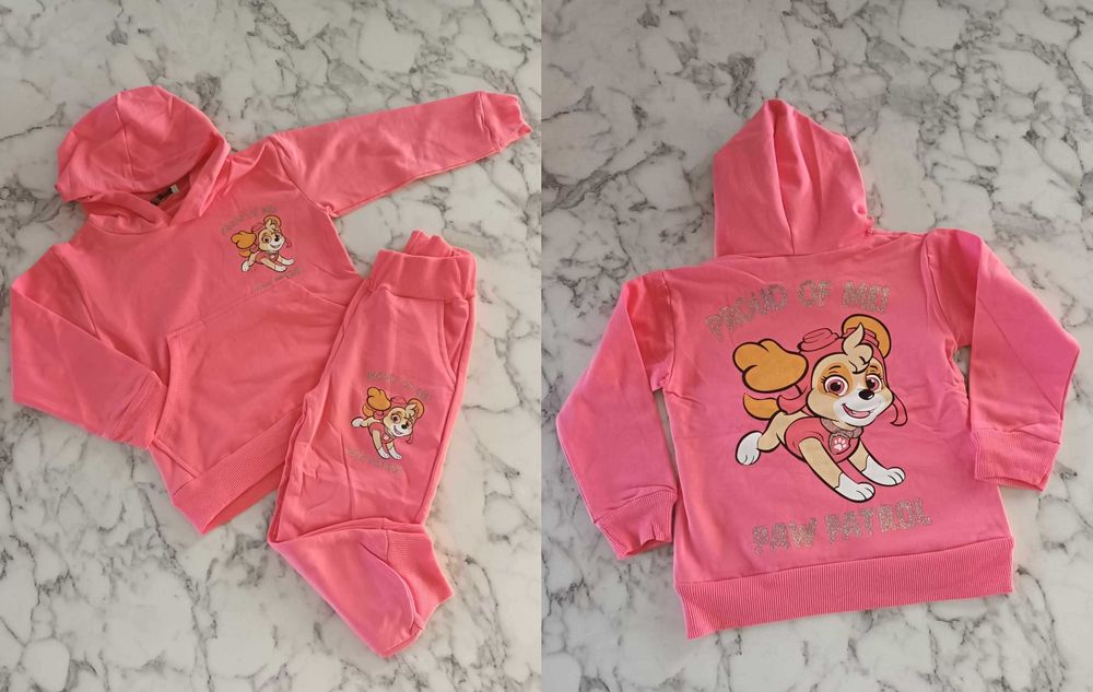 Dres komplet Psi Patrol SKYE różowy bluza spodnie ocieplany 104 110