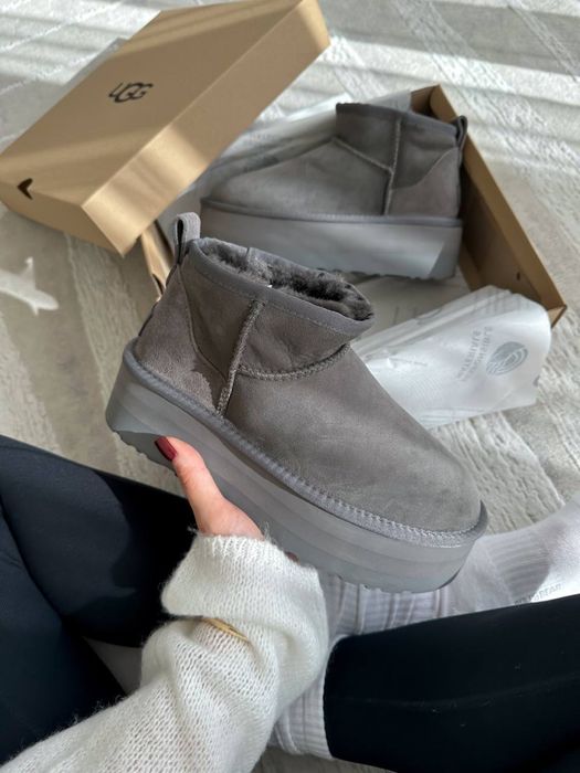 UGG ultra mini platform grey / Зимові угги ультра міні на платформі