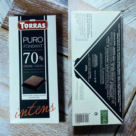 Шоколад Torras 70% какао Вага 200 грам