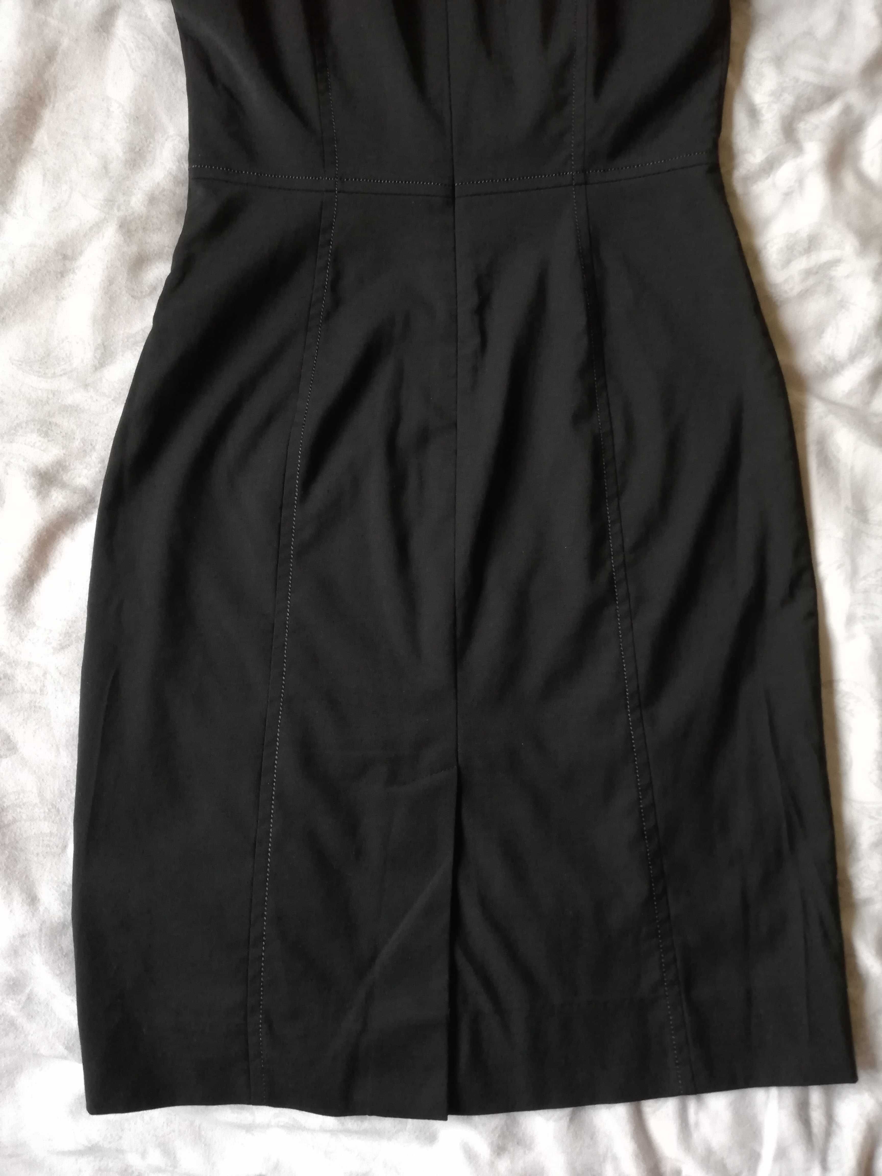 sukienka ołówkowa 38 M mała czarna do biura do pracy na imprezę wełna