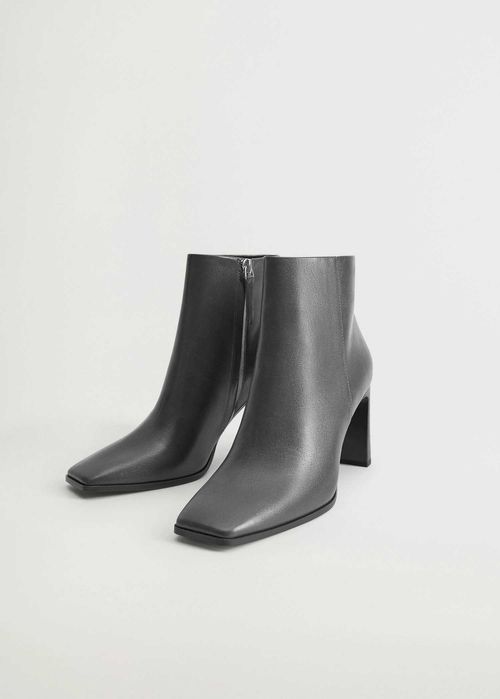 Трендові черевики ботильйони на прямокутних підборах mango, сірі