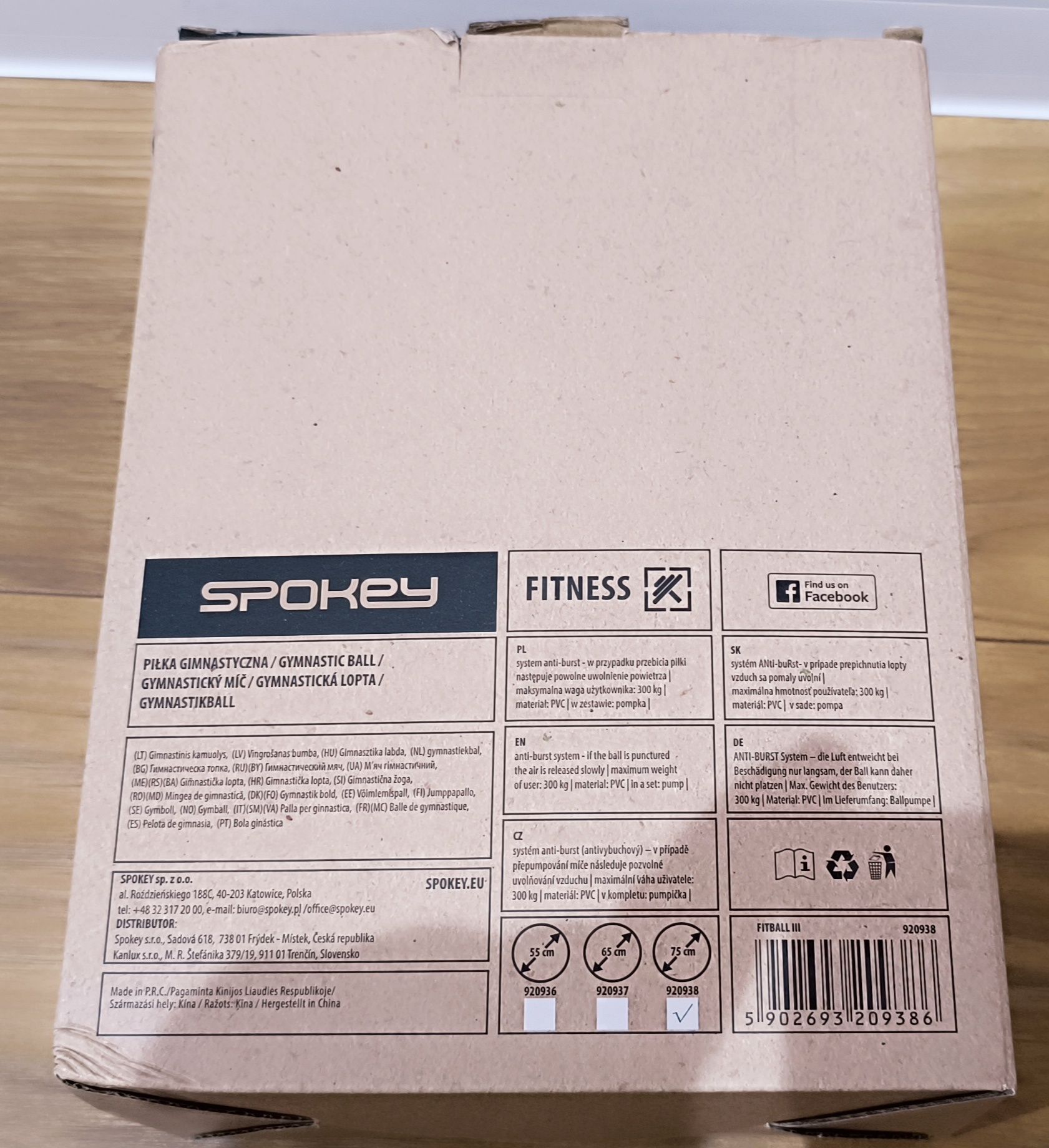 Spokey piłka ciążowa fitness pompka 75cm anti-burst jak nowa