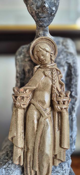 Stara rzeźba sakralna Święta antyk Św. Jadwiga terakota antyk Francja