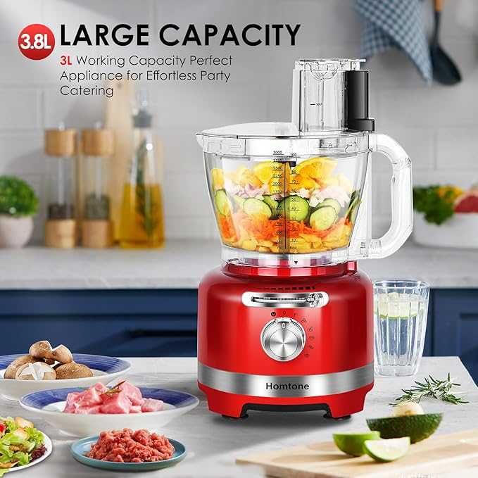 Homtone Elektryczny Robot Kuchenny 1000 W 1,5L Szklany Mikser 3L Miska