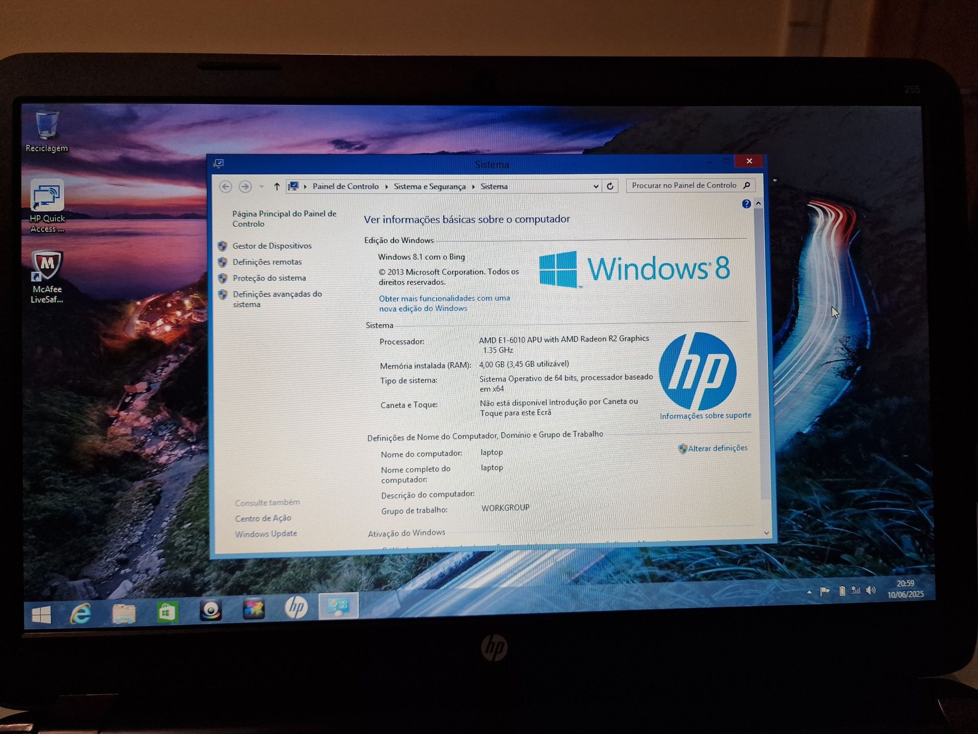 Portátil HP 255 com acessórios