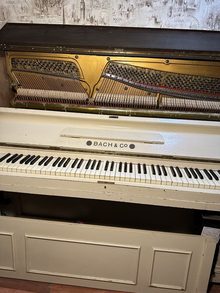 Біле фортепіано Баха піаніно BACH&CO білого кольору 1913 року нові стр