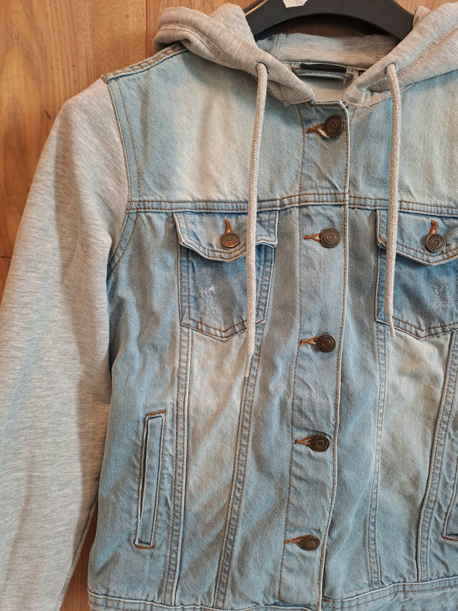 Damska bluza katana jeansowa z kapturem r.L