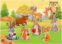 Gra edukacyjna na rzepy. Zwierzęta leśne. Montessori
