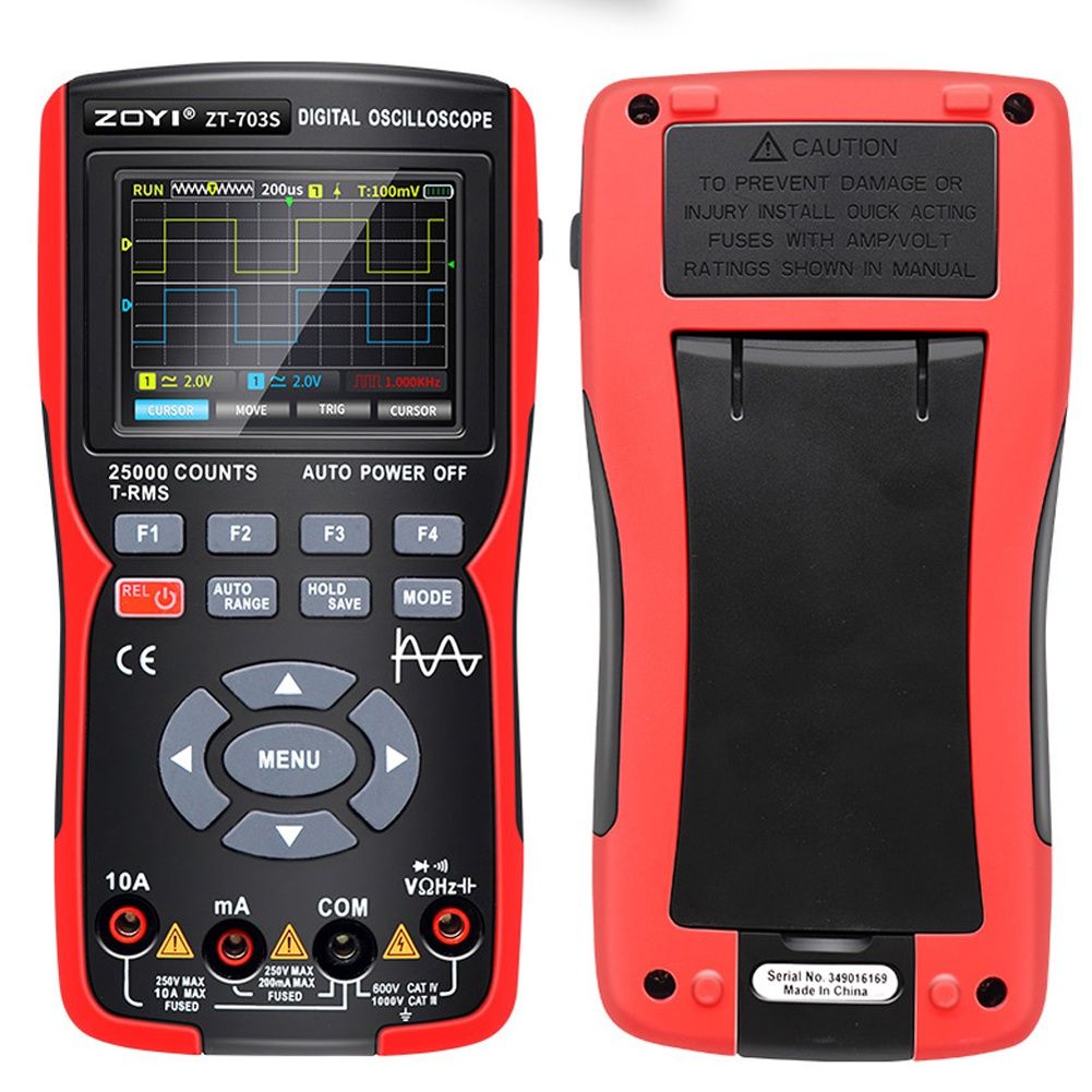 ZOYI ZT-703S 2 щупа Осцилограф 2х50МГц мультиметр генератор сигналів