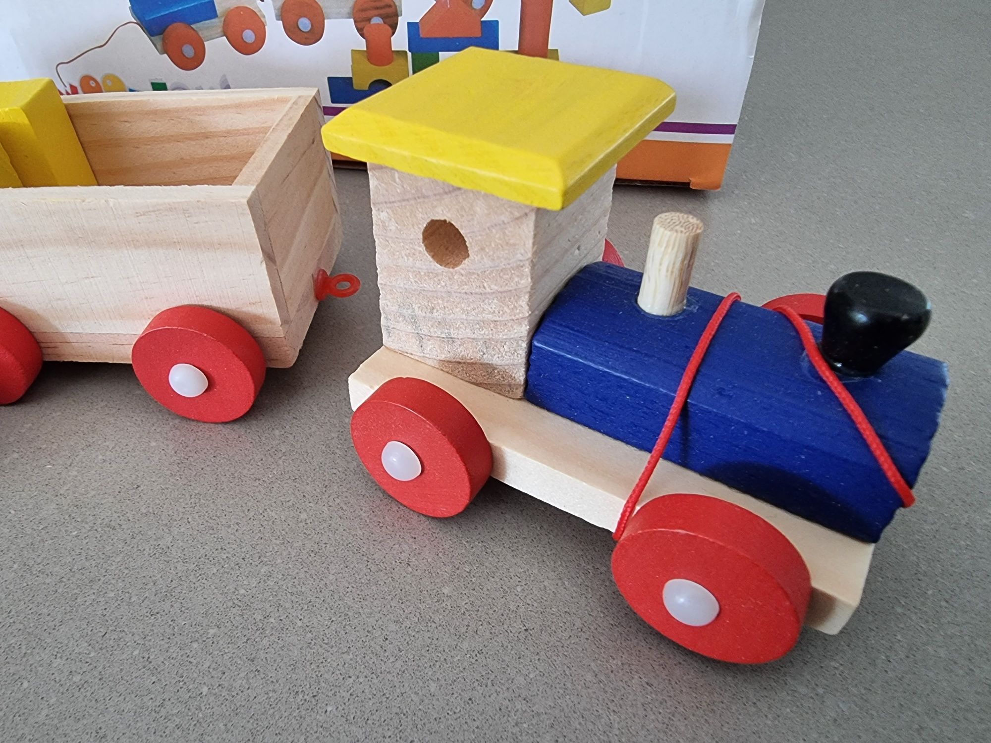 Klocki drewniane pociąg kolejka drewniana dla dzieci  lokomotywa