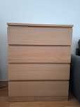 IKEA Malm, Komoda, 4 szuflady, okleina dębowa bejcowana na biało