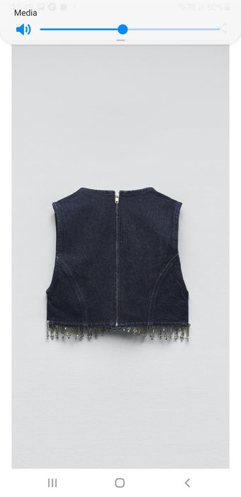 Bluzka top zara L kolekcja jeans kryształki kamyki ozdobne bluzka tkma