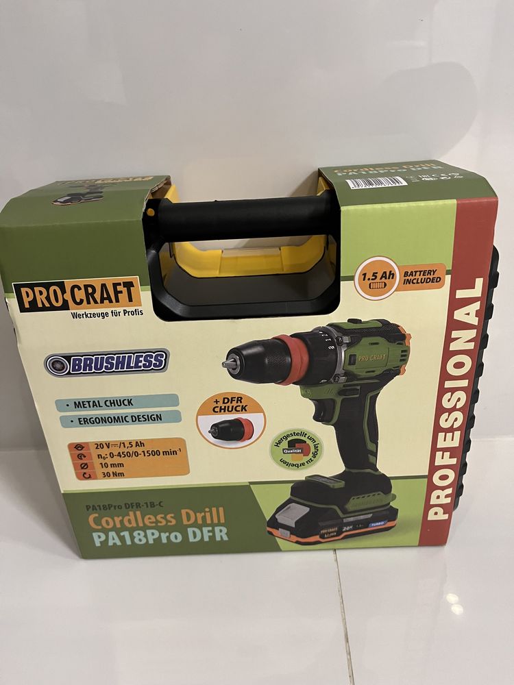 Шуруповерт Procraft PA18Pro DFR з двома акб в комплекті (в кейсі)