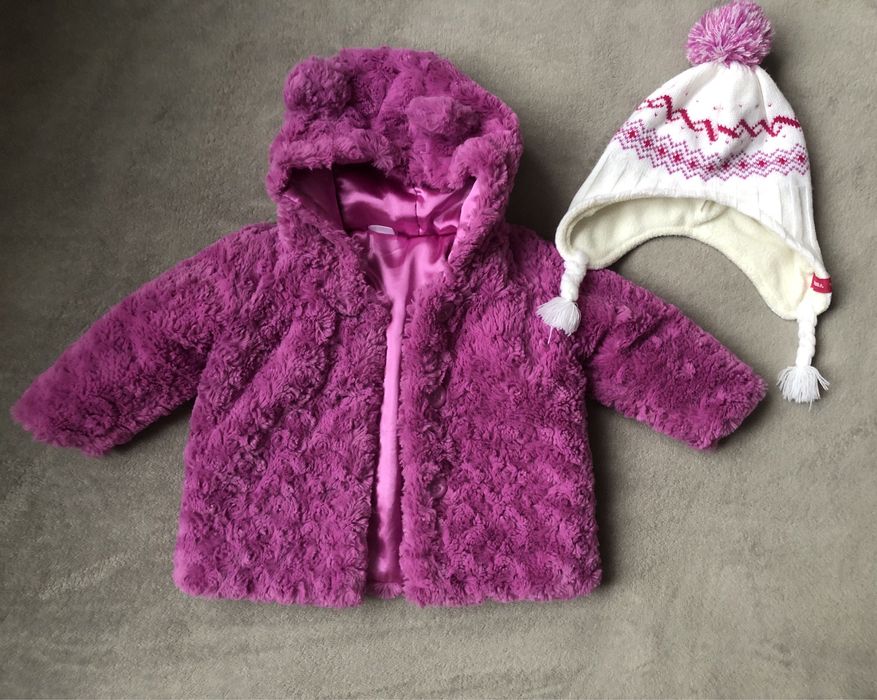 Шубка дитяча шубка на дівчинку рожева шапка Brugi на дівчинку
