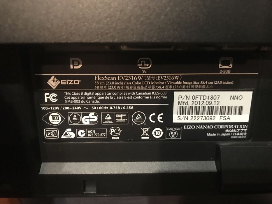 Monitor LCD 58 cm FleksScan EW2316W