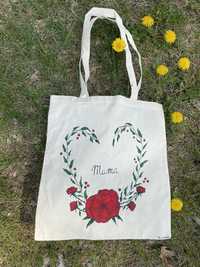 Bawełniana torba wco shopper boho mama dzień matki kwiaty wianek