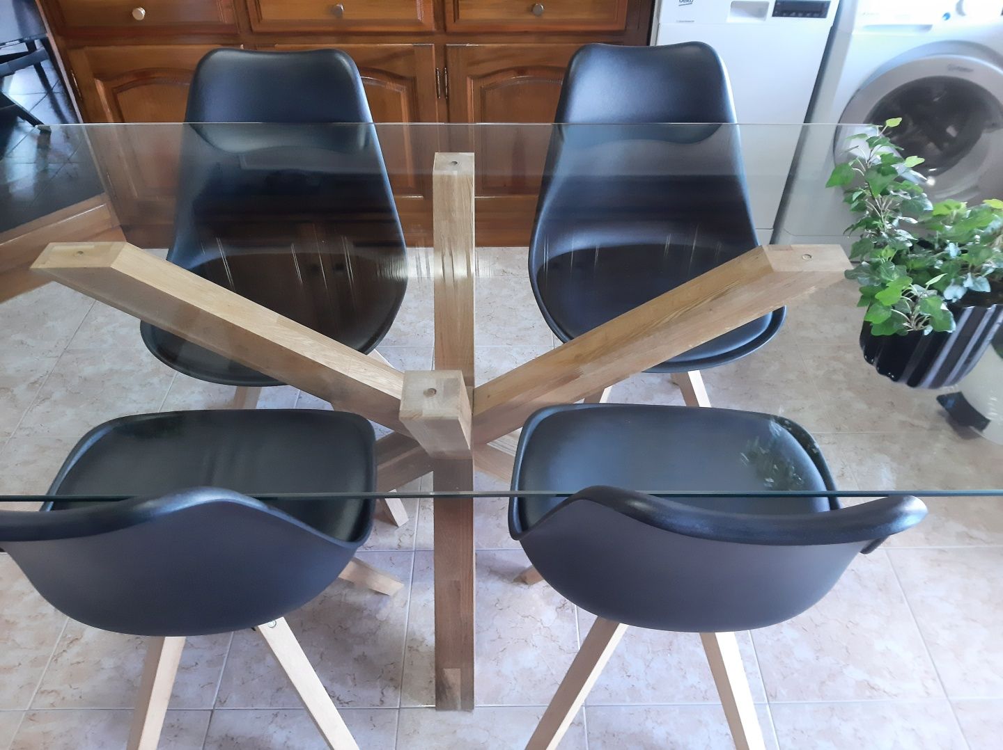 Mesa vidro 6 cadeiras