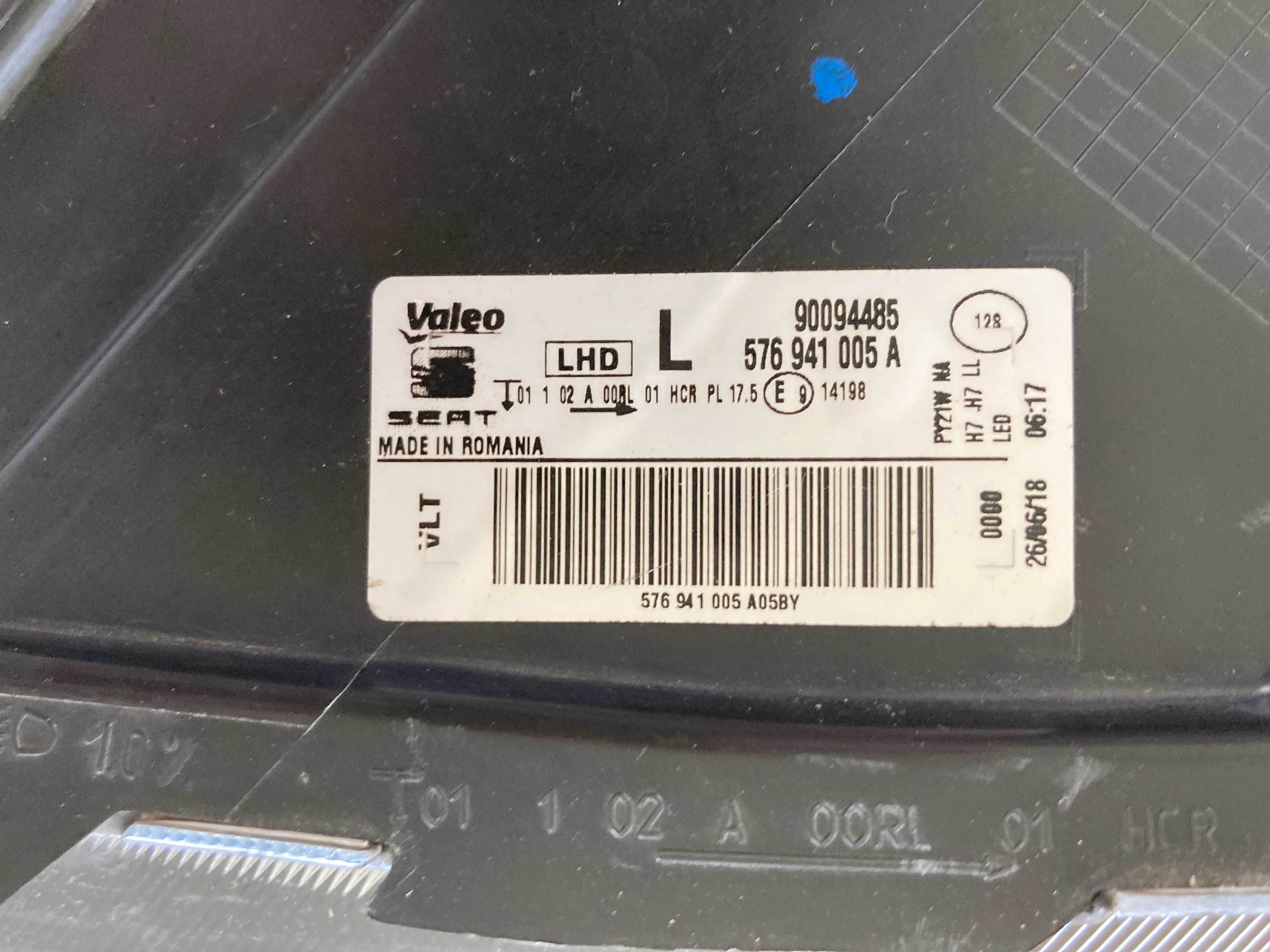 przód przednia lewa lampa seat ateca 576 h7 led 16->