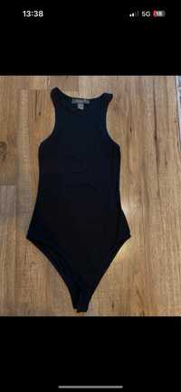 czarne body primark z dekoltem halter gladkie na ramiaczkach top