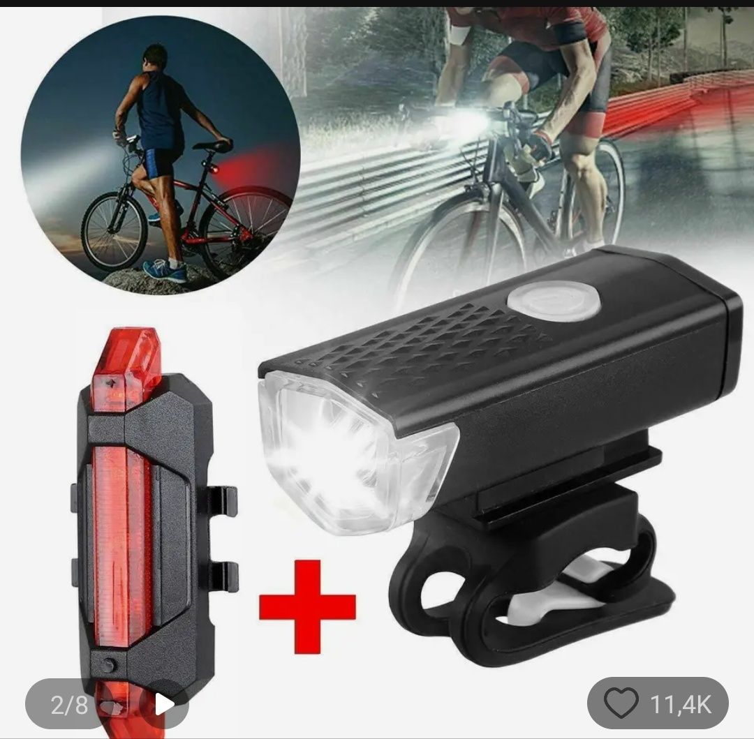 Akumulatorowy Zestaw oświetleniowy do roweru