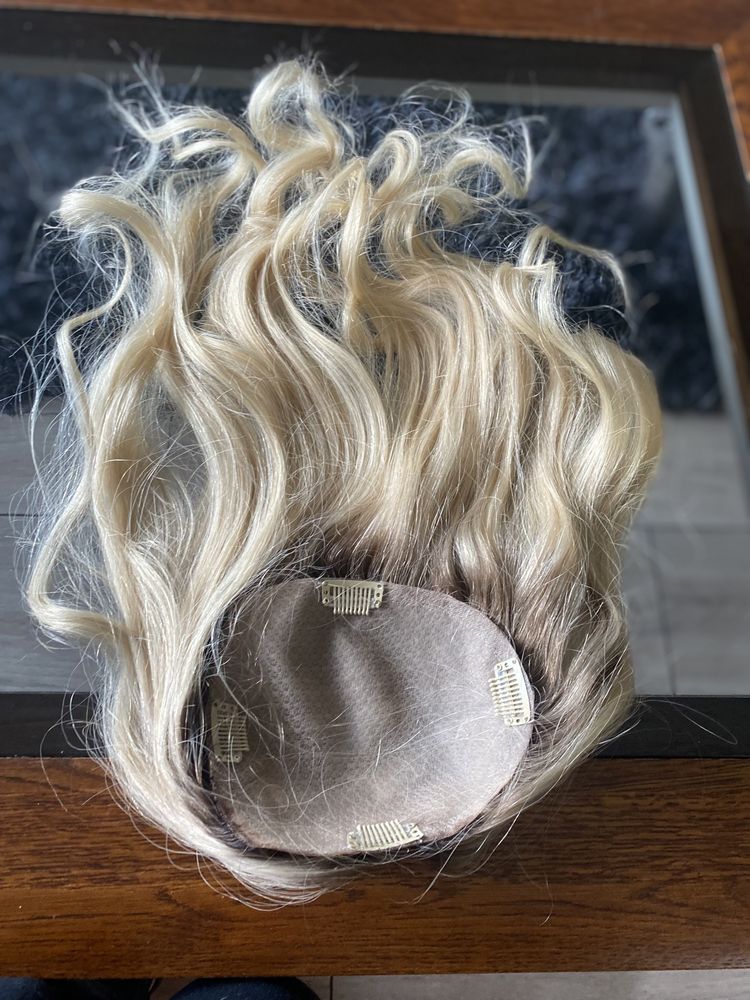 Toper wig mikroskóra treska dopinka naturalne malezja 50 cm blond