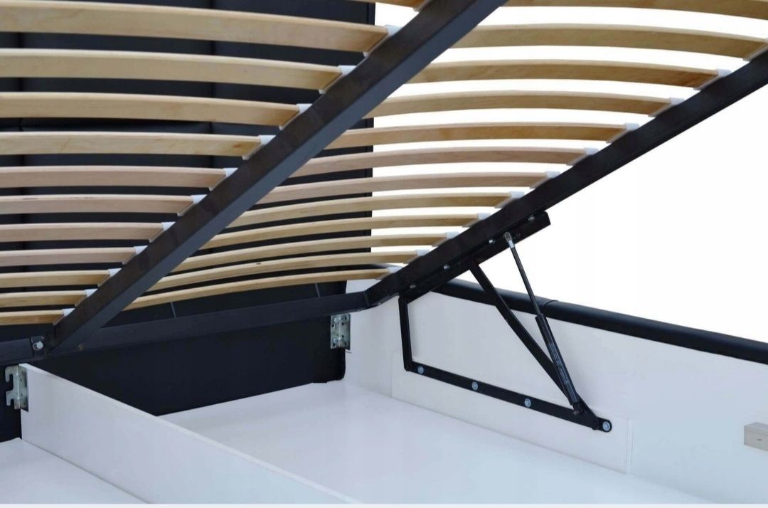 Duże mocne Łóżko tapicerowane Stelaż Pojemnik na pościel 200x220 WENGE
