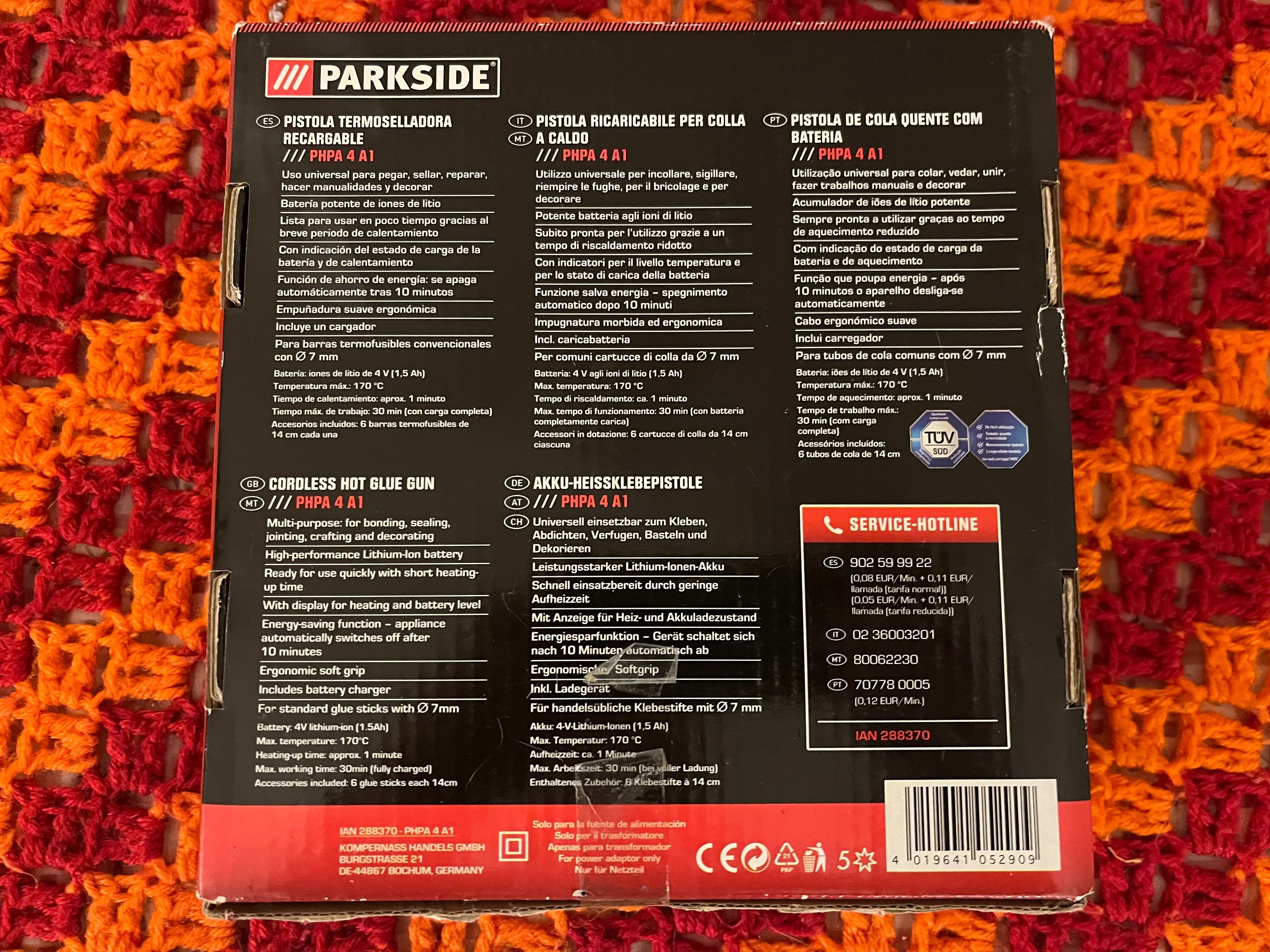 pistola de cola quente com bateria Parkside PHPA 4 A1