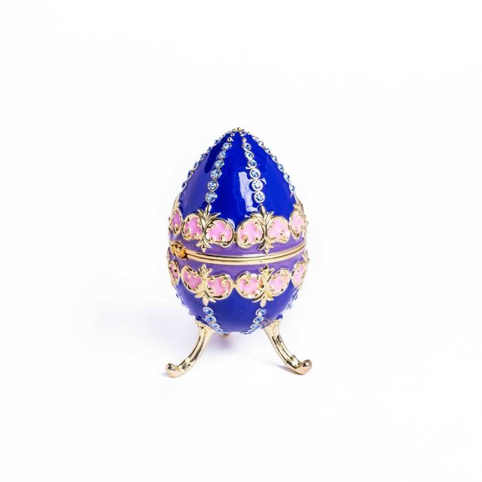 Niebieskie Jajko kwiaty Puzderko Pisanka Faberge Keren Kopal