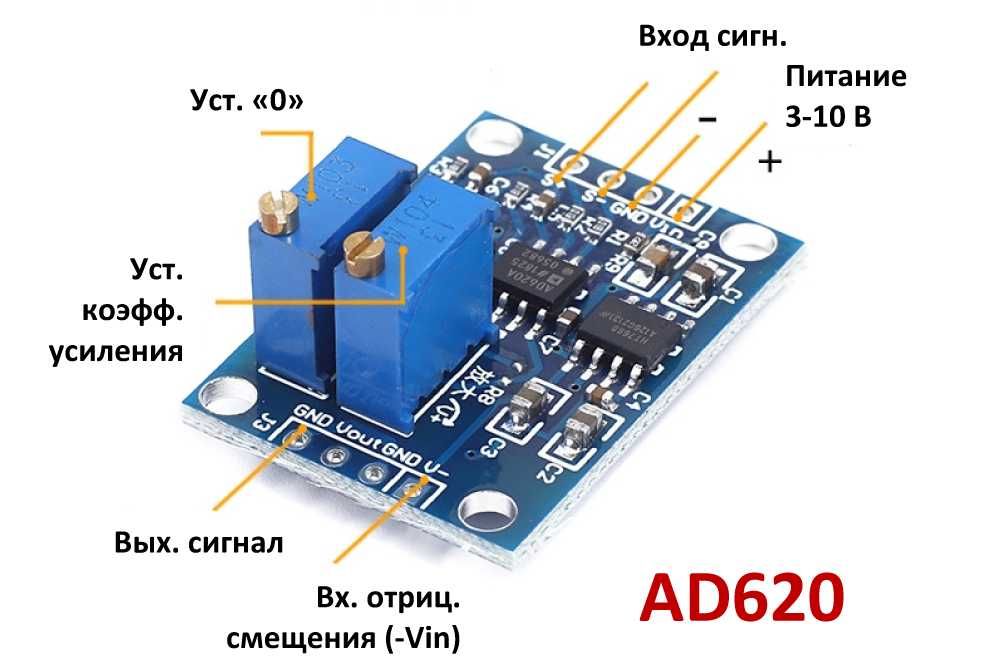 Прецизионные Инструментальные Усилители ОУ AD620
AD623 INA333 LM358