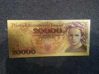 Banknot kolekcjonerski pozłacany - PRL 20000 Maria Curie-Skłodowska