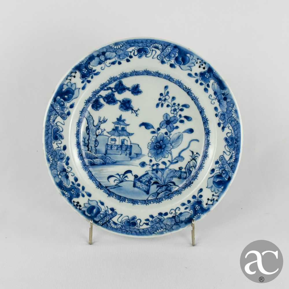 Prato porcelana da China, Pagodes e paisagem, Qianlong, séc. XVIII n5