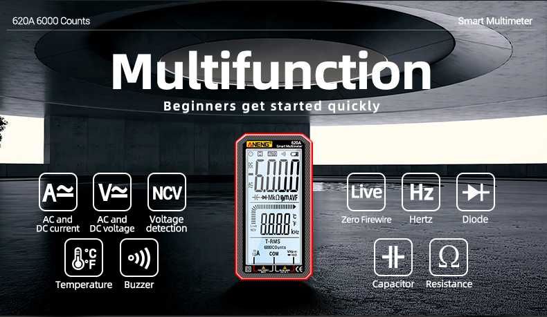 Multimetr Cyfrowy LCD 4.7 CALI ANENG 620A TRUE RMS