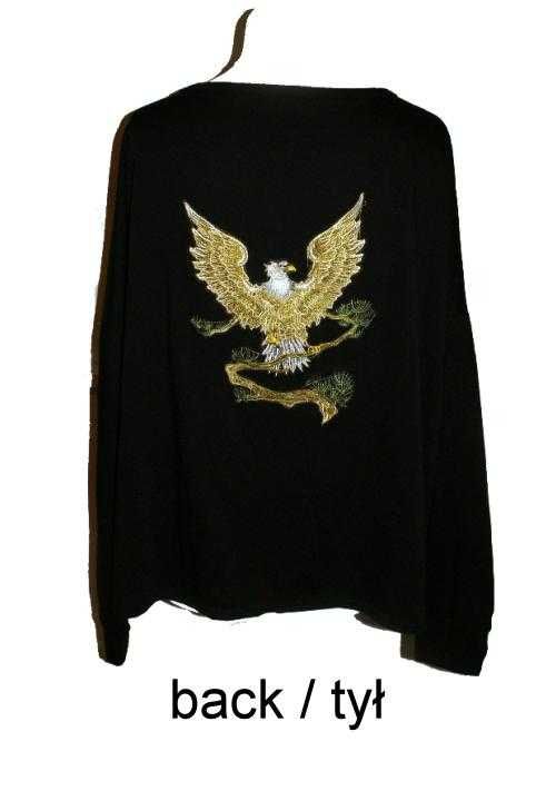 Boohoo luźna bluzka damska czarna plus size haft eagle orzeł 50 52
