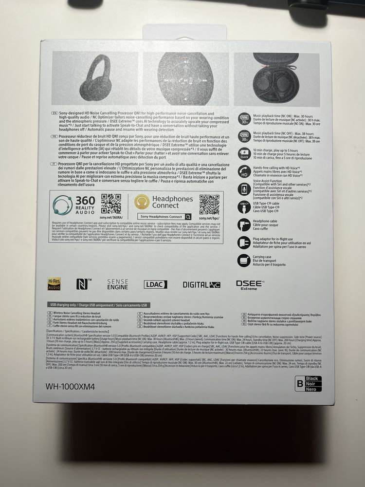 Słuchawki nauszne Sony WH-1000XM4 ANC kolor czarny - stan idealny