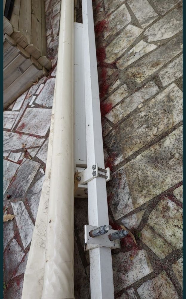 Toldo com lona em bom estado  (beije/amarela)