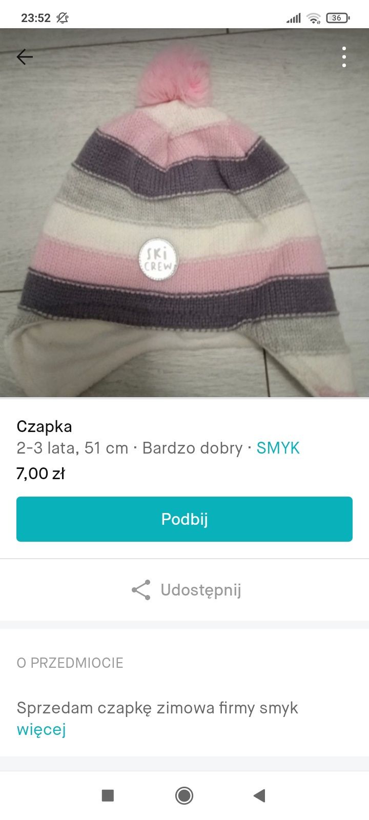 Czapka zimowa smyk