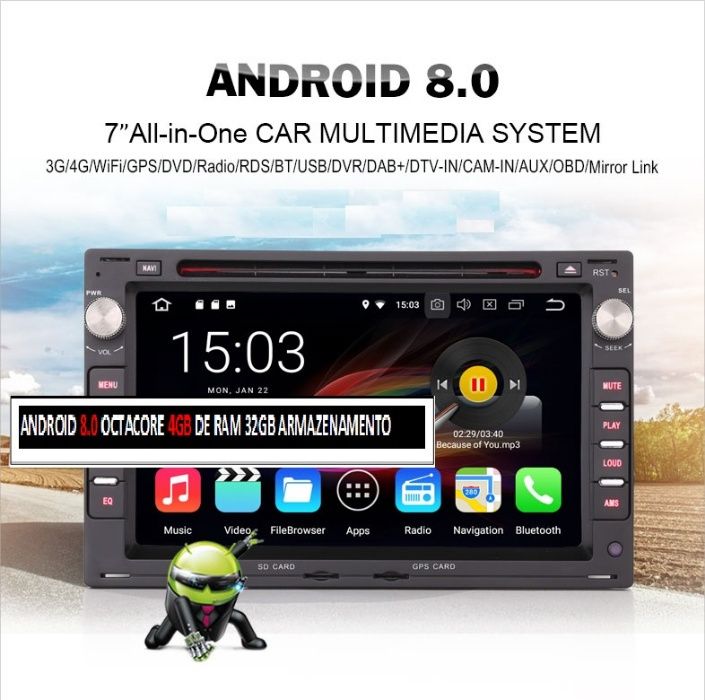 Auto Rádio 2 Din Android 14 Ibiza Polo Passat Golf Leon