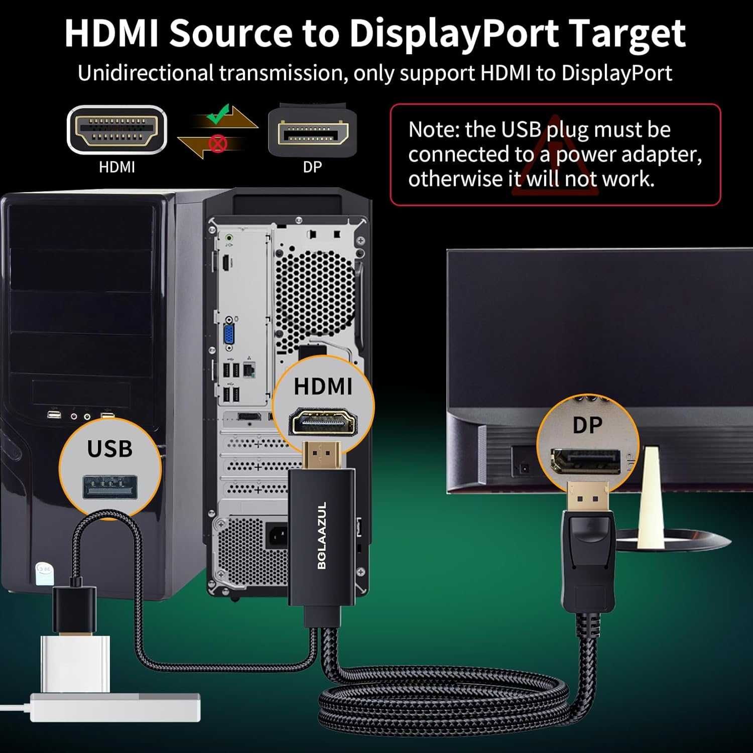 Кабель BolAAzul hdmi 2.0 Dispaly port Xbox Series X, PS5, PS4 pro, 4k