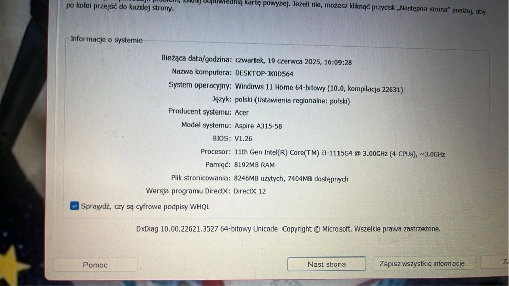 !PILNE! sprzedam laptopa acer aspire 3