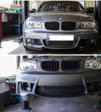 Grelas para BMW Série 1 E81 E82 E87 E88 Grade Dupla Preta Brilhante