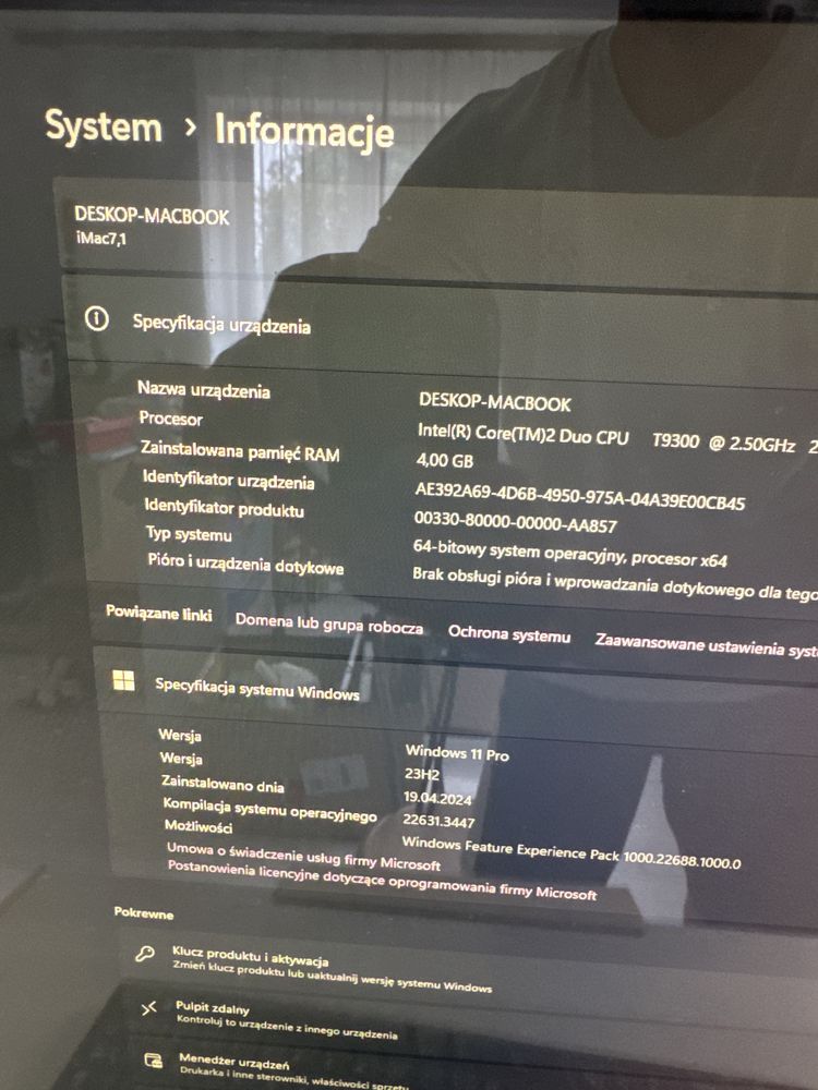 Imac 21 cali z windows 11