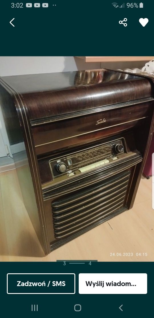 Radio Lampowe z Gramofonem Saba Sprawne Stan Kolekcjonerski Okazja !!!